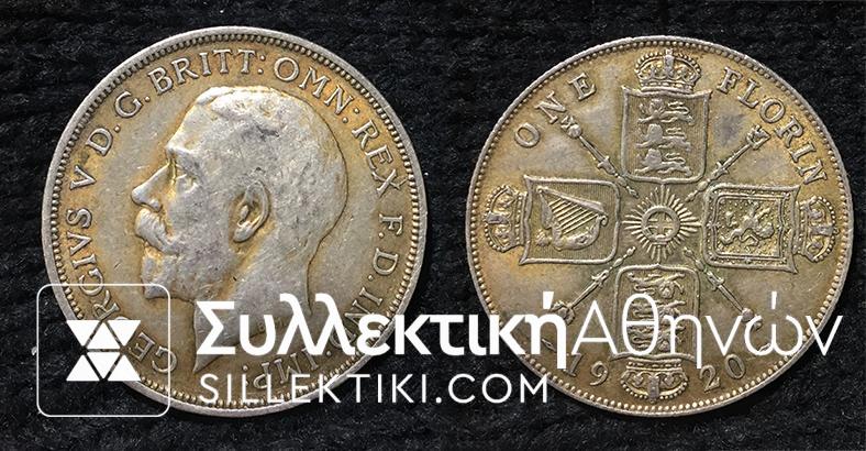 GR. BRITAIN Florin 1920 XF+++